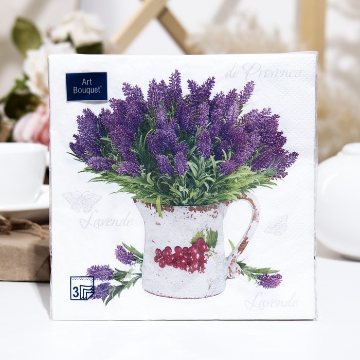 

Салфетки бумажные Art Bouquet "Лаванда", 3 слоя,33x33, 20 листов, Разноцветный, 7817535