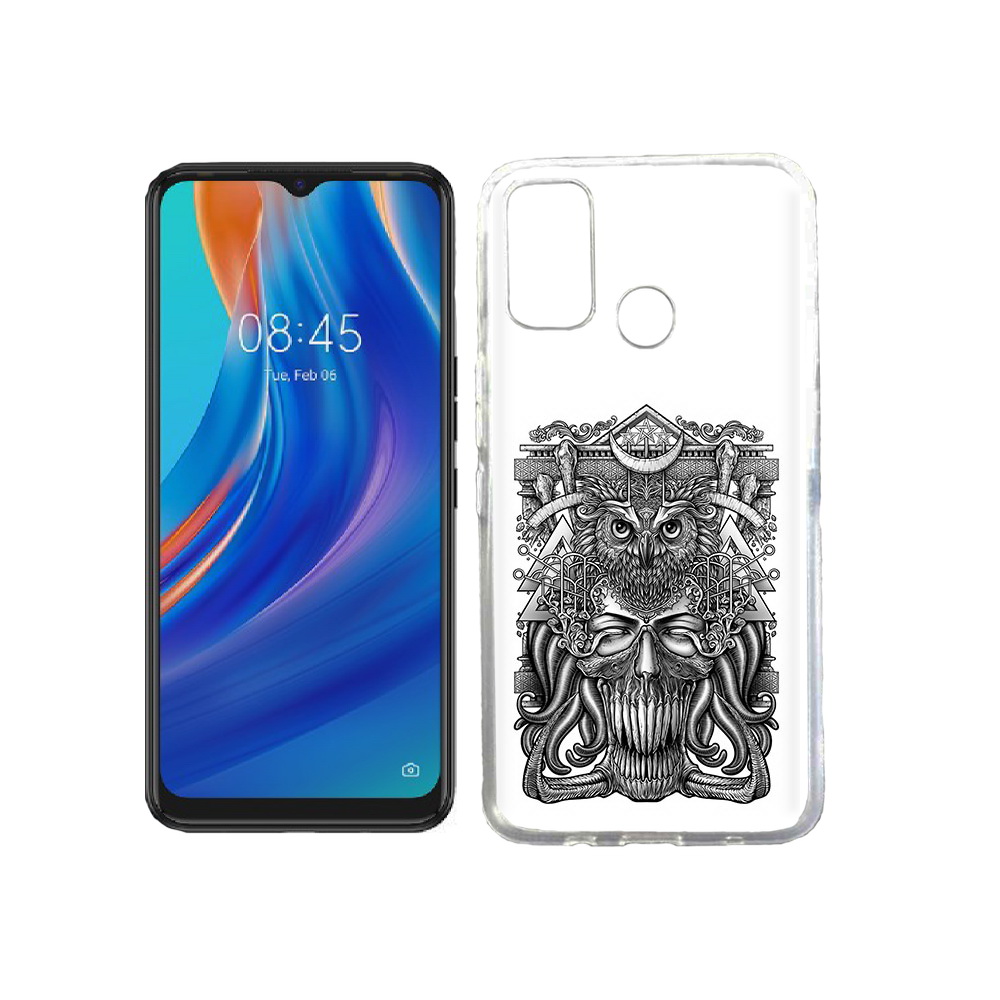 

Чехол MyPads Tocco для Tecno Spark 7T зубастая сова, Прозрачный, Tocco