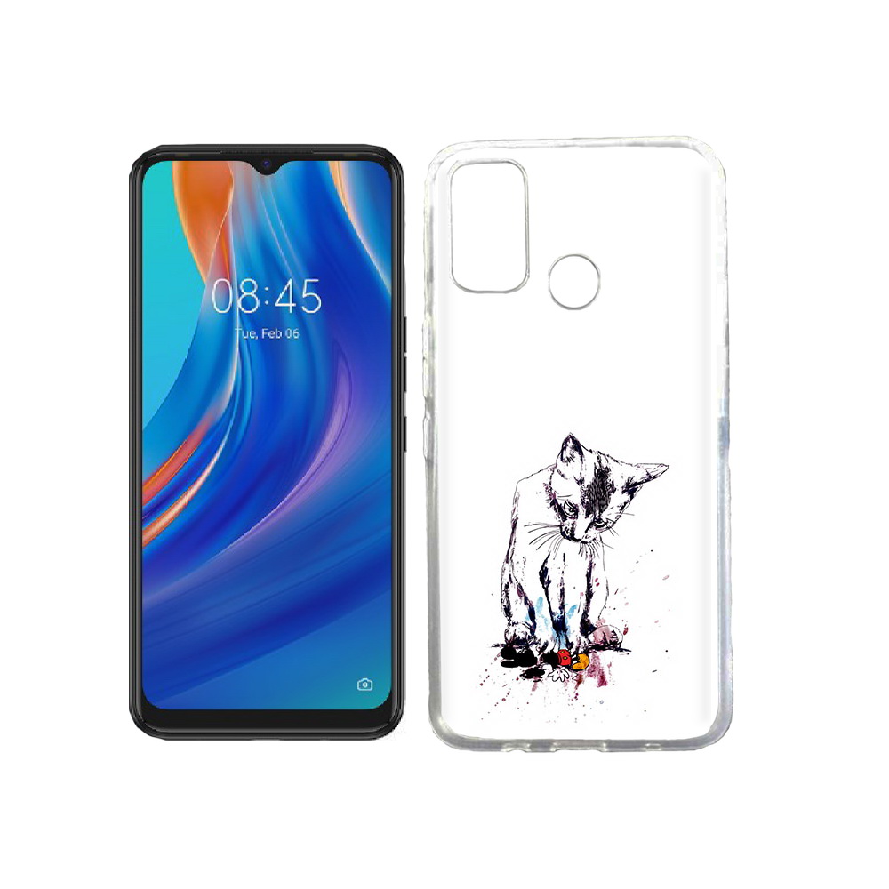 

Чехол MyPads Tocco для Tecno Spark 7T кот и микки, Прозрачный, Tocco