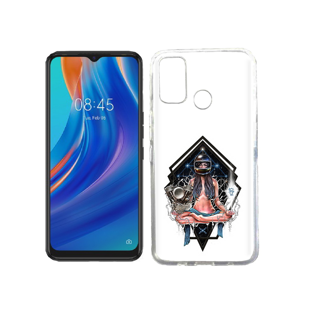

Чехол MyPads Tocco для Tecno Spark 7T красивая девушка в шлеме, Прозрачный, Tocco