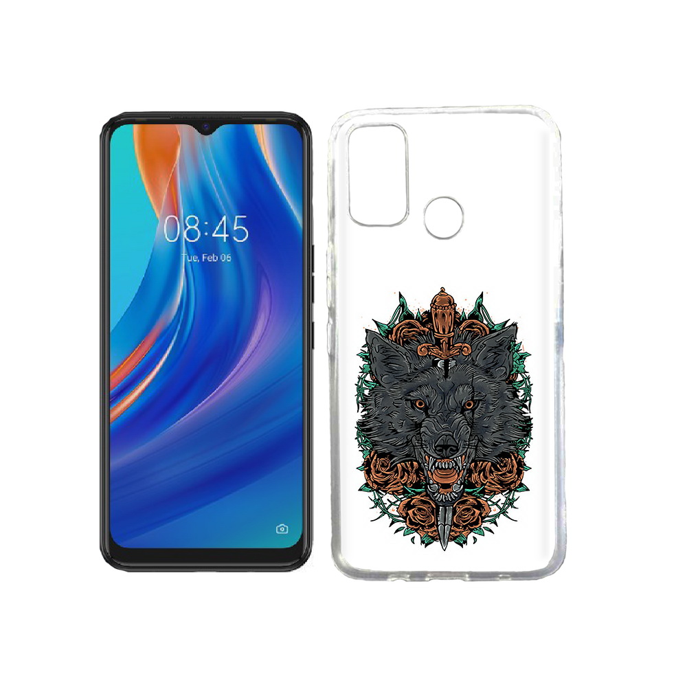 

Чехол MyPads Tocco для Tecno Spark 7T красивый злой волк, Прозрачный, Tocco