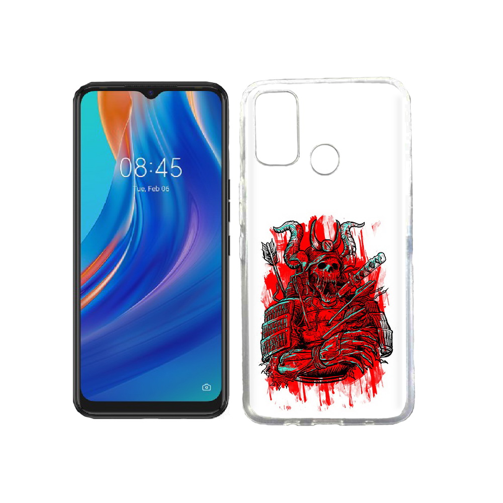 

Чехол MyPads Tocco для Tecno Spark 7T красный скелет воин, Прозрачный, Tocco