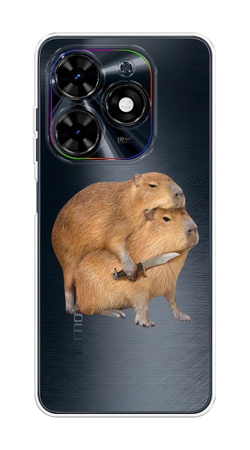 

Чехол на Tecno Spark Go 2024 "Капибара с ножом", Бежевый, 304650-1