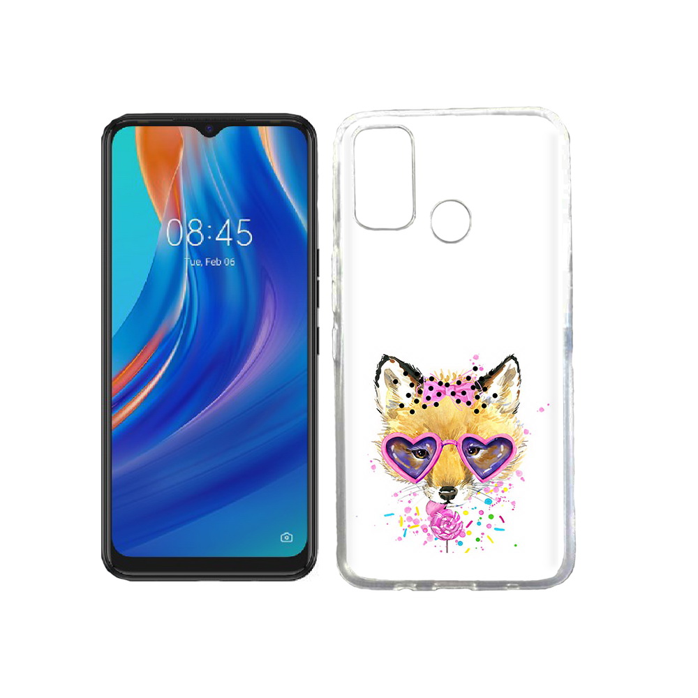 

Чехол MyPads Tocco для Tecno Spark 7T лисенок с бантиком, Прозрачный, Tocco