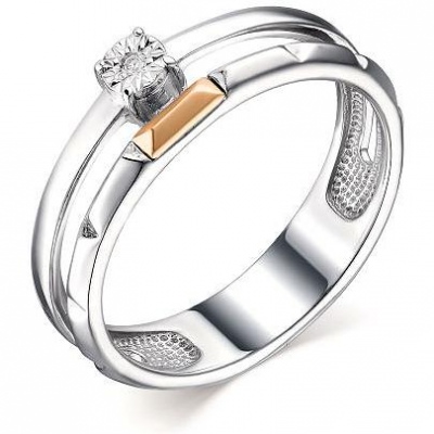 

Кольцо с 1 бриллиантом из серебра и золота р. 17 Алкор серебро 01-1915_000Б-00, 01-1915_000Б-00