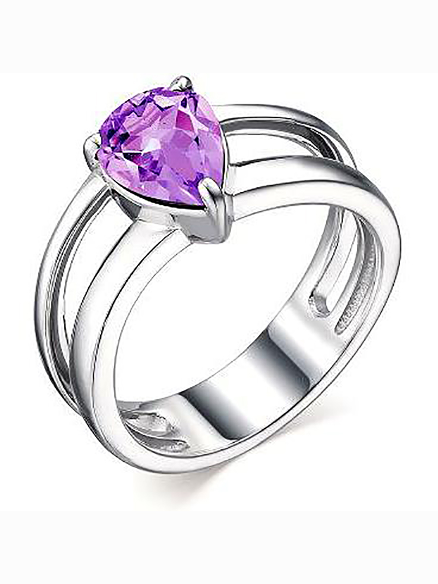 

Кольцо с 1 аметистом из серебра р. 19 Алкор серебро 01-1988_00АМ-00, 01-1988_00АМ-00