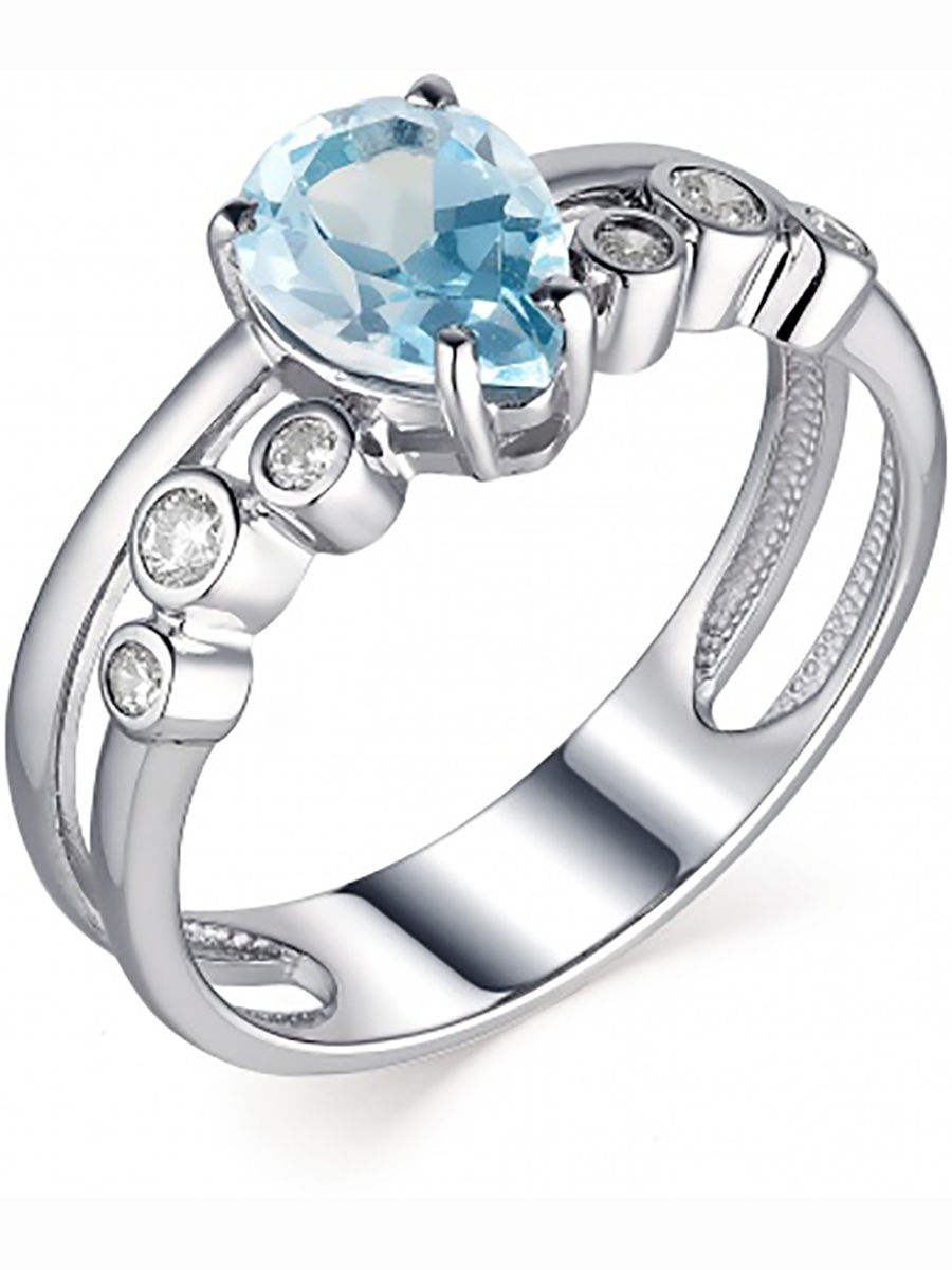 

Кольцо с топазом и фианитами из серебра р. 17 Алкор серебро 01-1658_00ТБ-00, 01-1658_00ТБ-00