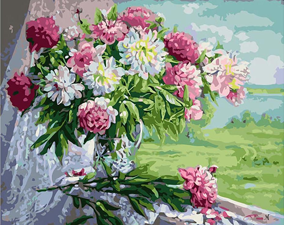 

Живопись по номерам ВанГогВоМне Пионы 40x50, Пионы