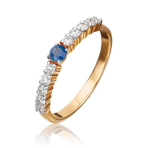 

Кольцо из красного золота р. 16 PLATINA jewelry 01-0369-00-105-1110-30, бриллиант/сапфир, 01-0369-00-105-1110-30