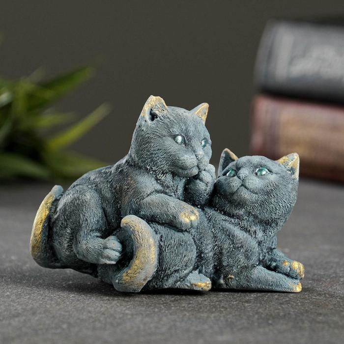 

Фигура "Кошачья дружба" серо-голубой 6х8х5см, Серый