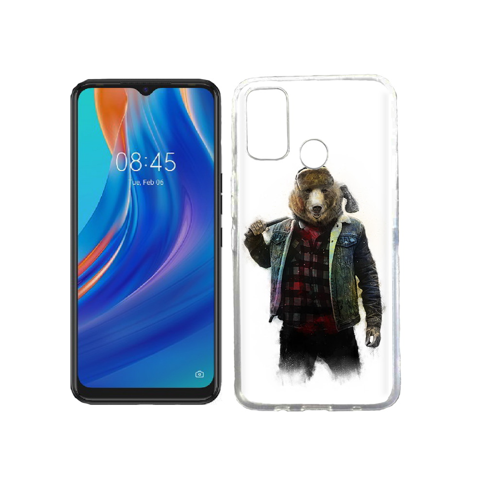 

Чехол MyPads Tocco для Tecno Spark 7T медведь с топором, Прозрачный, Tocco