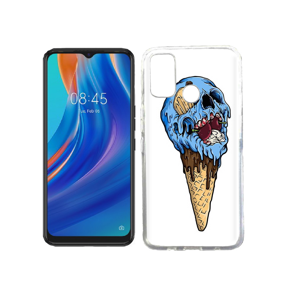 

Чехол MyPads Tocco для Tecno Spark 7T мороженное череп, Прозрачный, Tocco