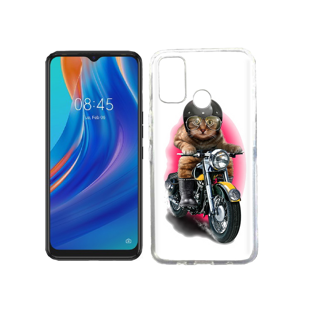 

Чехол MyPads Tocco для Tecno Spark 7T мото-кот, Прозрачный, Tocco