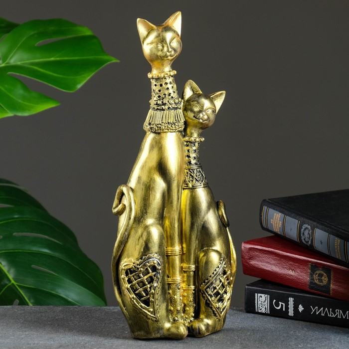 

Фигура "Кошечки сладкая парочка" золото, 13х33х6см