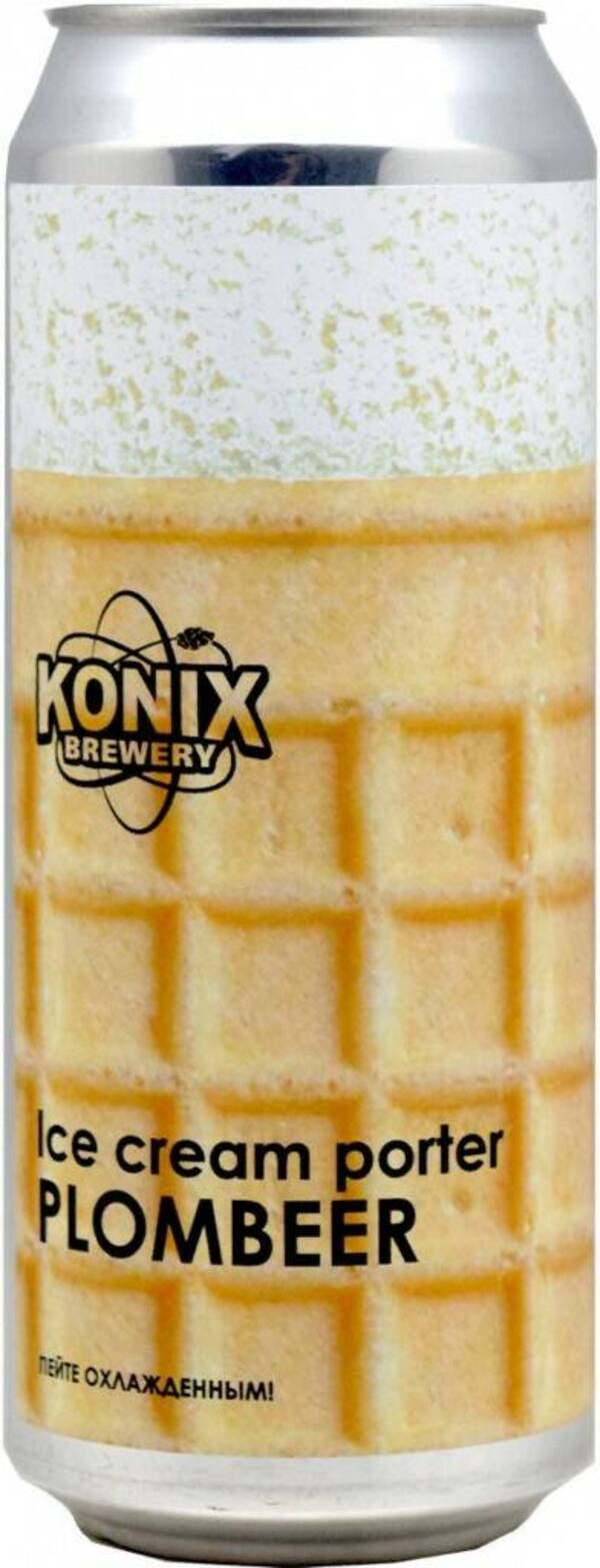 Пивной напиток Konix Brewery Ice Cream Porter Plombeer темный ж/б 0,45 л