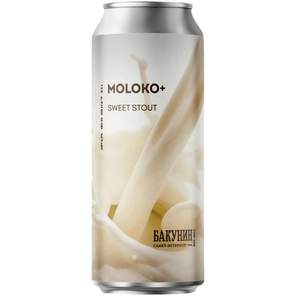 

Пивной напиток Бакунин Moloko+ Sweet Stout темный 0,5 л ж/б, Темное