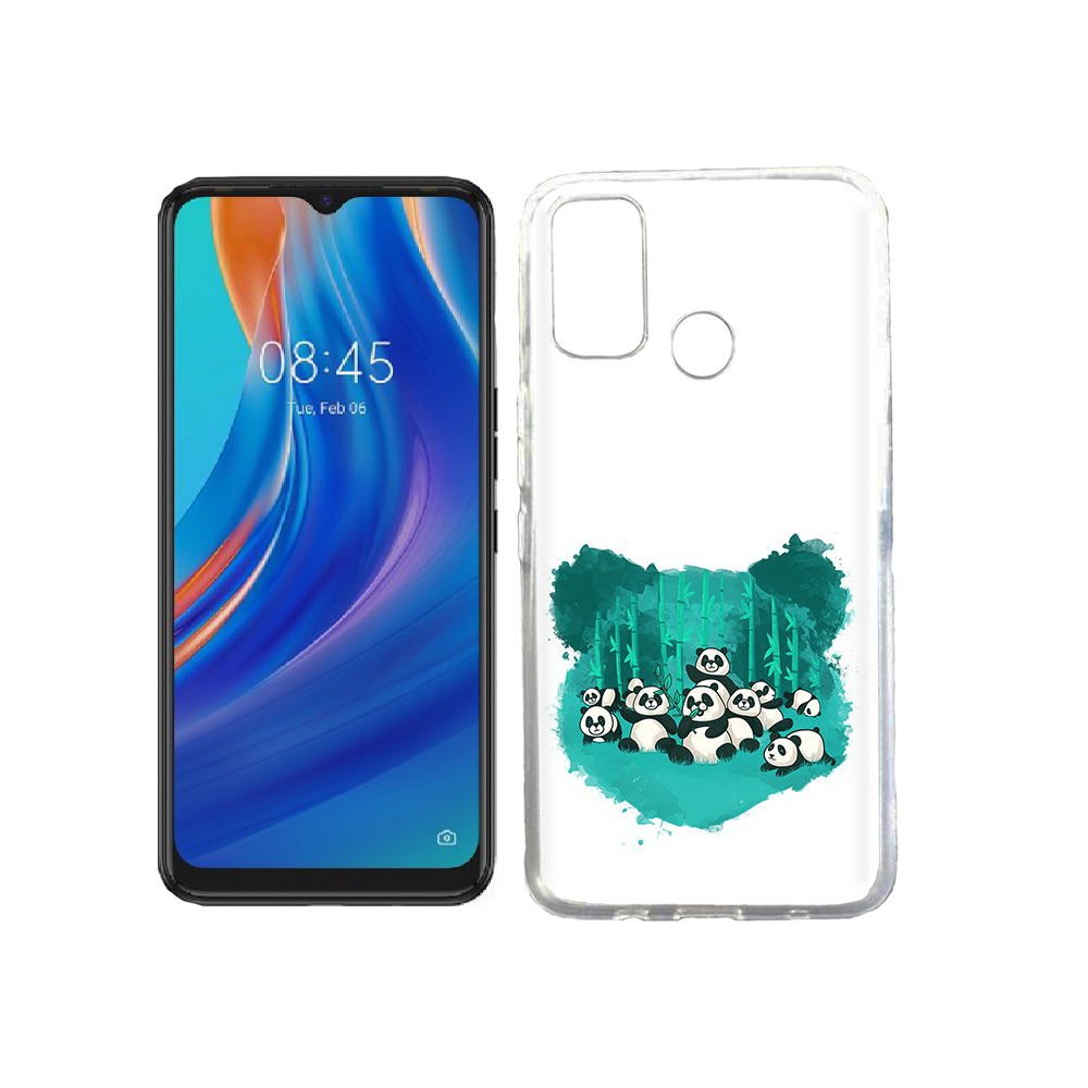 

Чехол MyPads Tocco для Tecno Spark 7T нарисованные панды, Прозрачный, Tocco