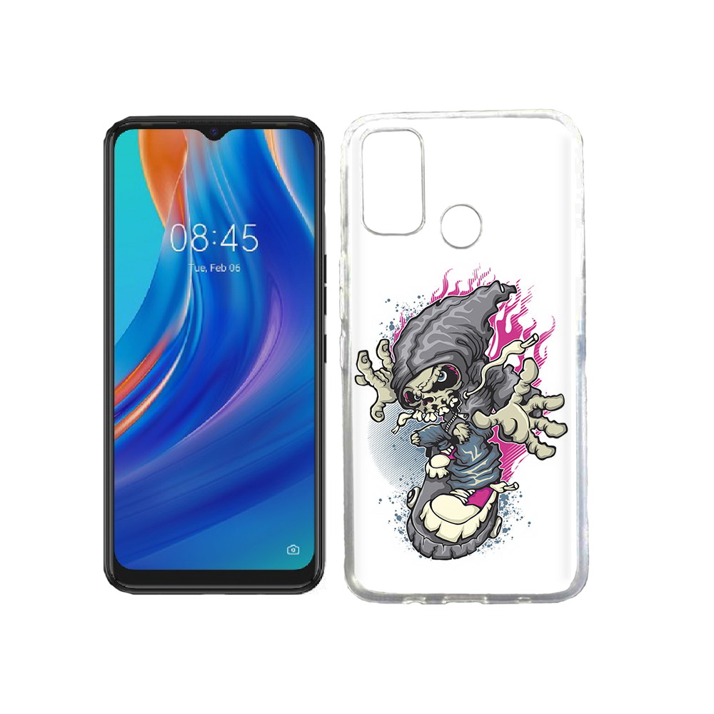 фото Чехол mypads tocco для tecno spark 7t нарисованный скелет на скейт борде