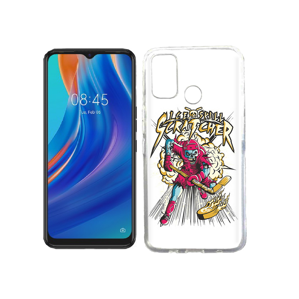 

Чехол MyPads Tocco для Tecno Spark 7T нарисованный скелет хоккеист, Прозрачный, Tocco