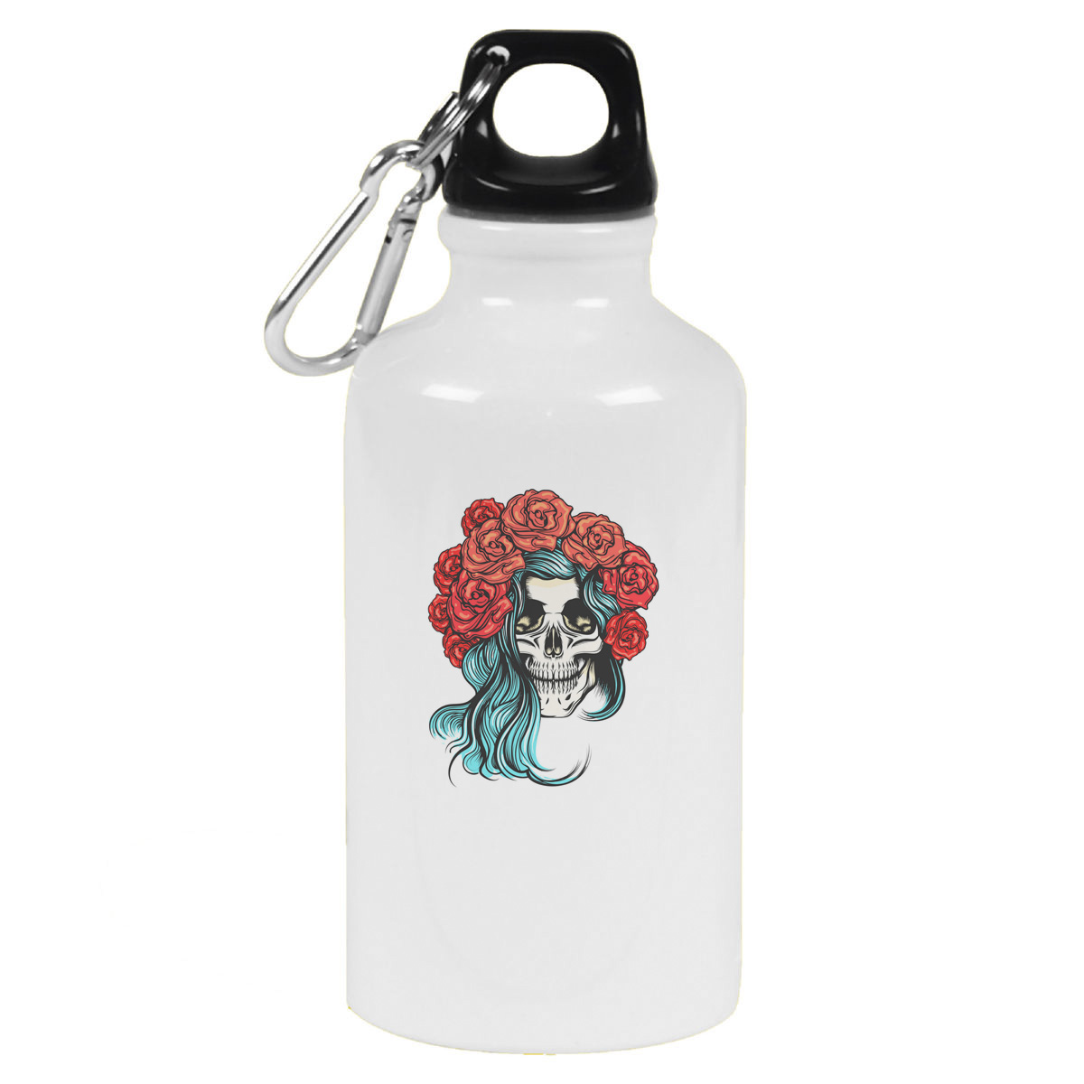 

Бутылка спортивная CoolPodarok Илюстрация. Череп с розами, Белый