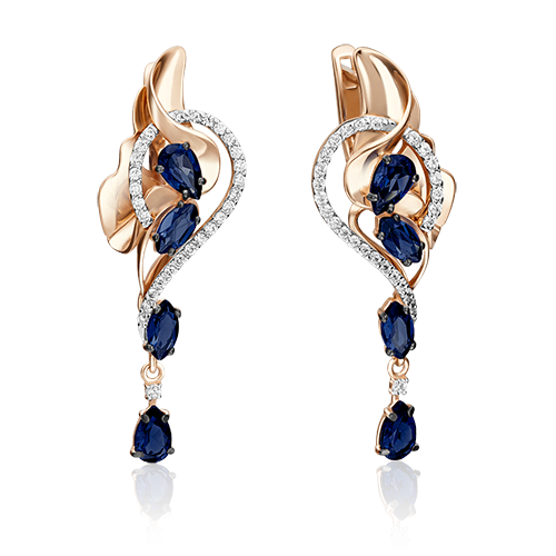 

Серьги подвески из золота PLATINA jewelry 02-4189, сапфир/бриллиант, 02-4189
