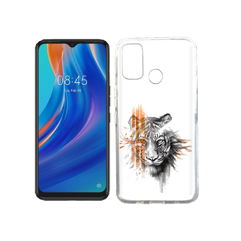 

Чехол MyPads Tocco для Tecno Spark 7T огненный тигр, Прозрачный, Tocco