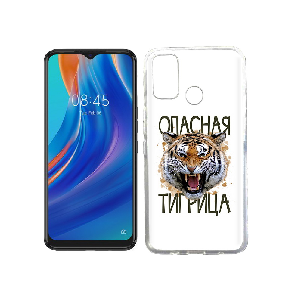 

Чехол MyPads Tocco для Tecno Spark 7T опасная тигрица, Прозрачный, Tocco