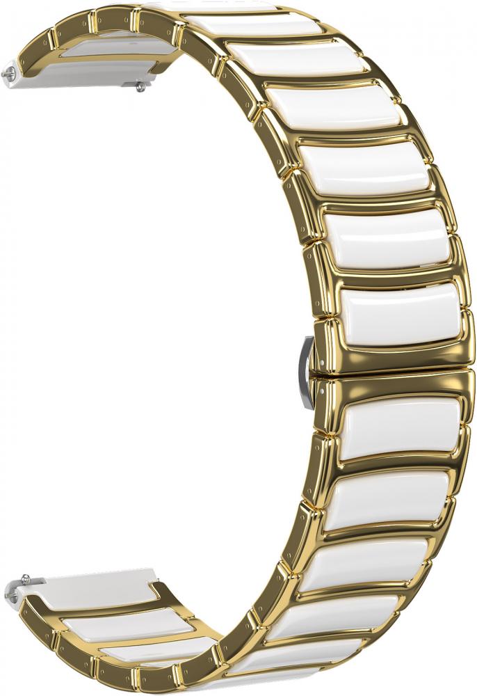 

Ремешок керамический GSMIN Camo 20 для Garmin Venu (Золотисто - белый), Ремешок керамический GSMIN Camo 20 для Garmin Venu