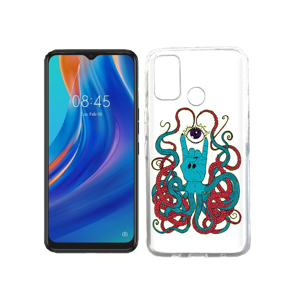 

Чехол MyPads Tocco для Tecno Spark 7T осьминог-рука абстракция, Прозрачный, Tocco