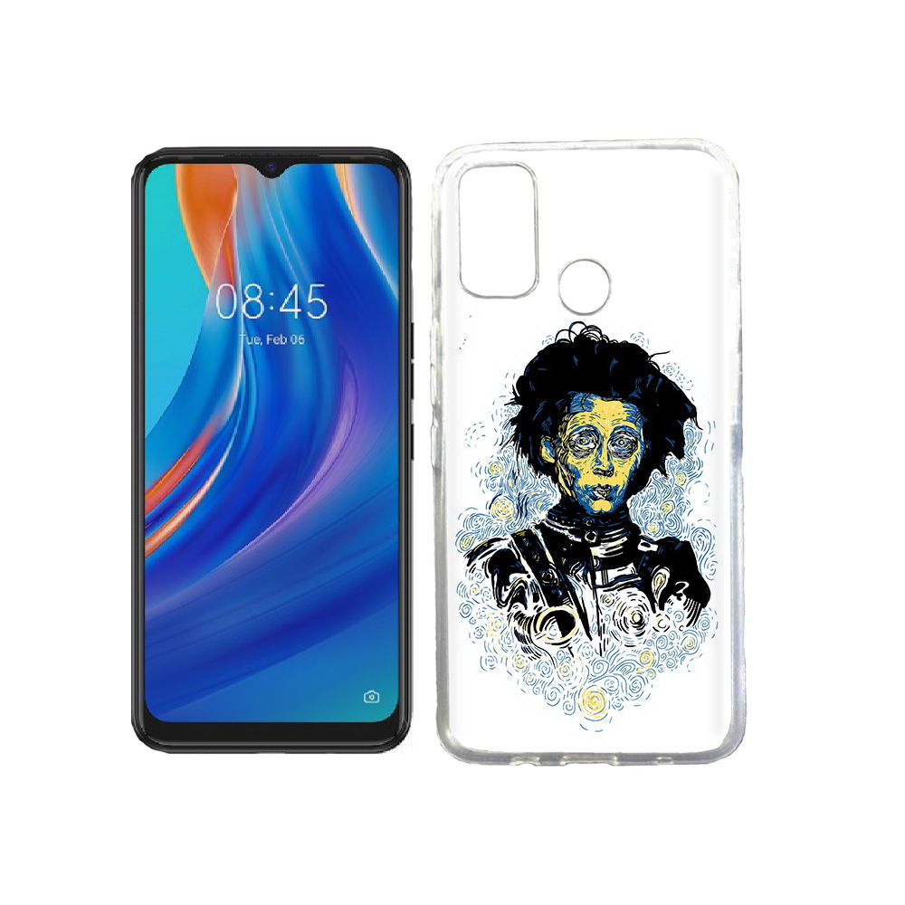 

Чехол MyPads Tocco для Tecno Spark 7T парень черно-белый абстракция, Прозрачный, Tocco