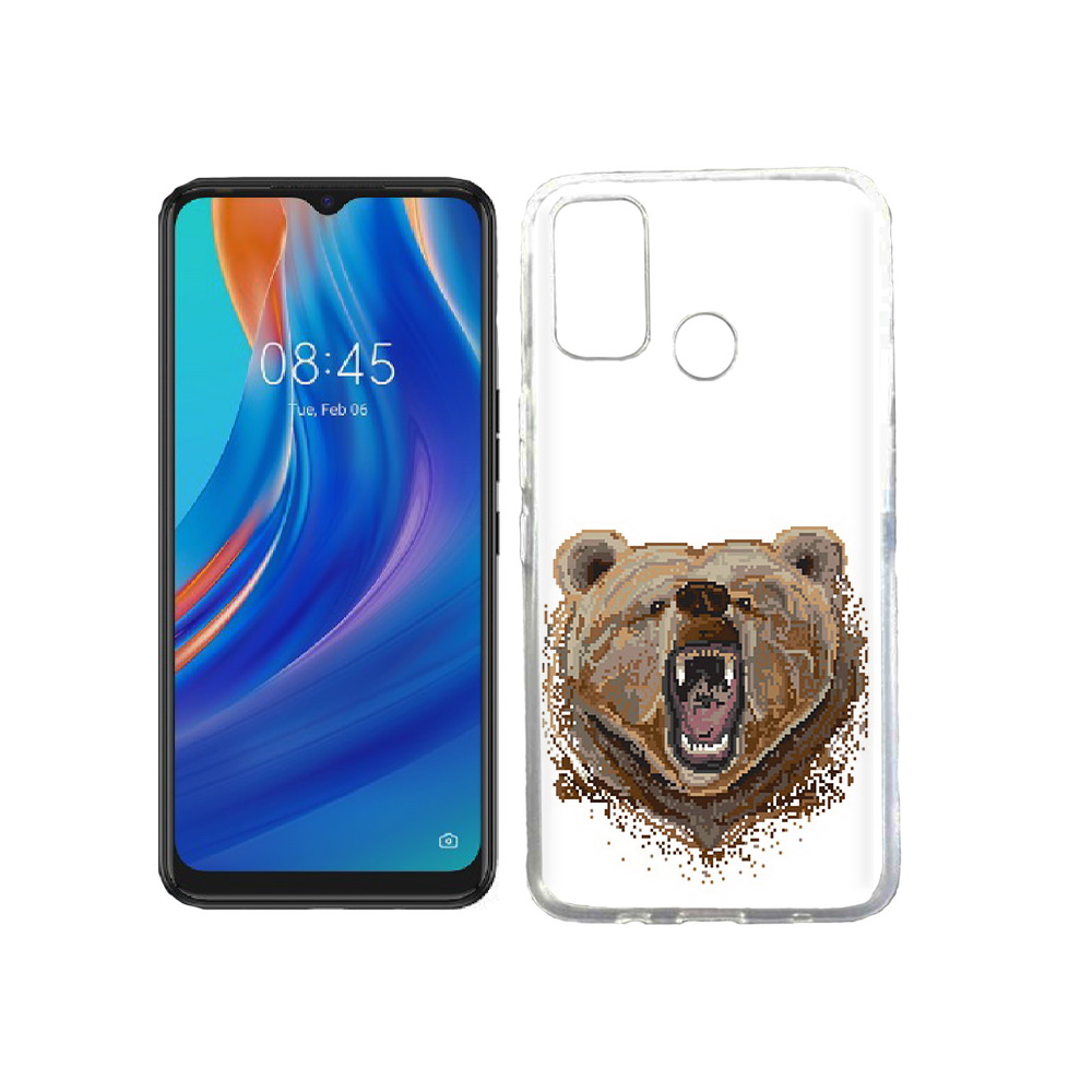 

Чехол MyPads Tocco для Tecno Spark 7T пиксельный медведь, Прозрачный, Tocco