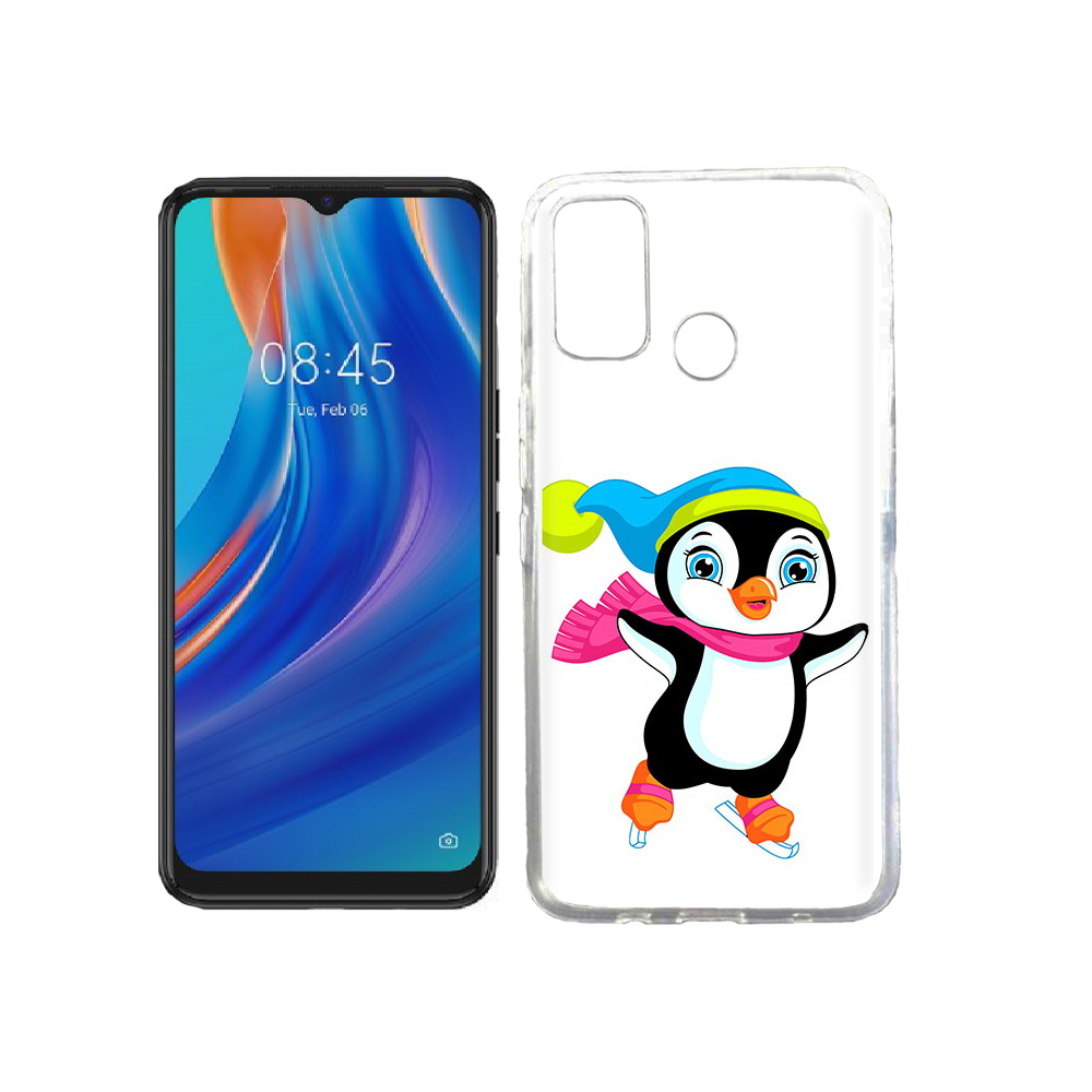 

Чехол MyPads Tocco для Tecno Spark 7T пингвин на коньках, Прозрачный, Tocco