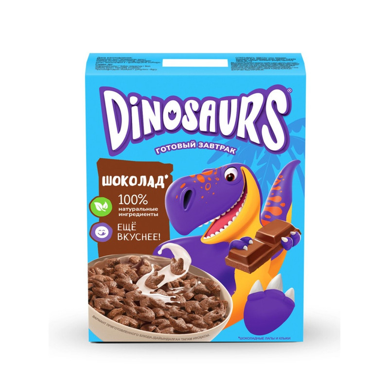 Готовый завтрак Dinosaurs из злаков Шоколадные лапы и клыки 220 г 237₽