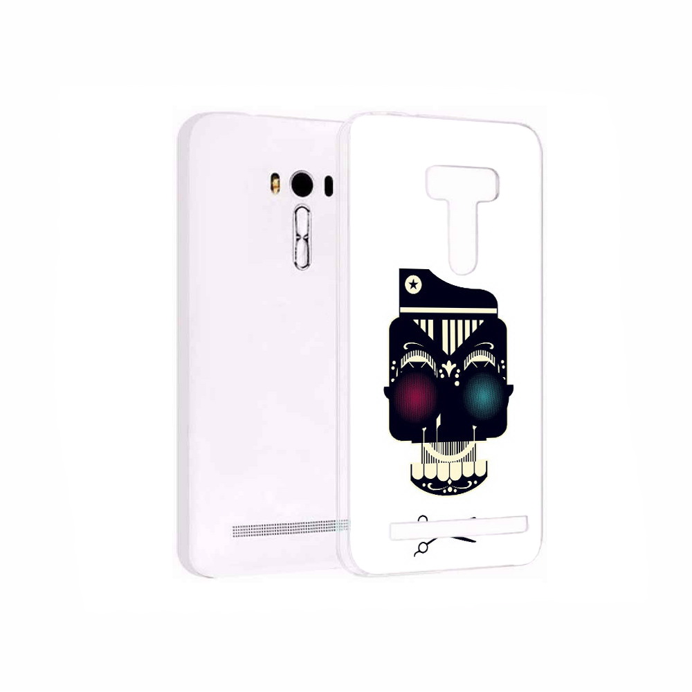 Чехол MyPads Tocco для Asus ZenFone 2 Laser (ZE550KL) черно белый скелет с яркими глазами