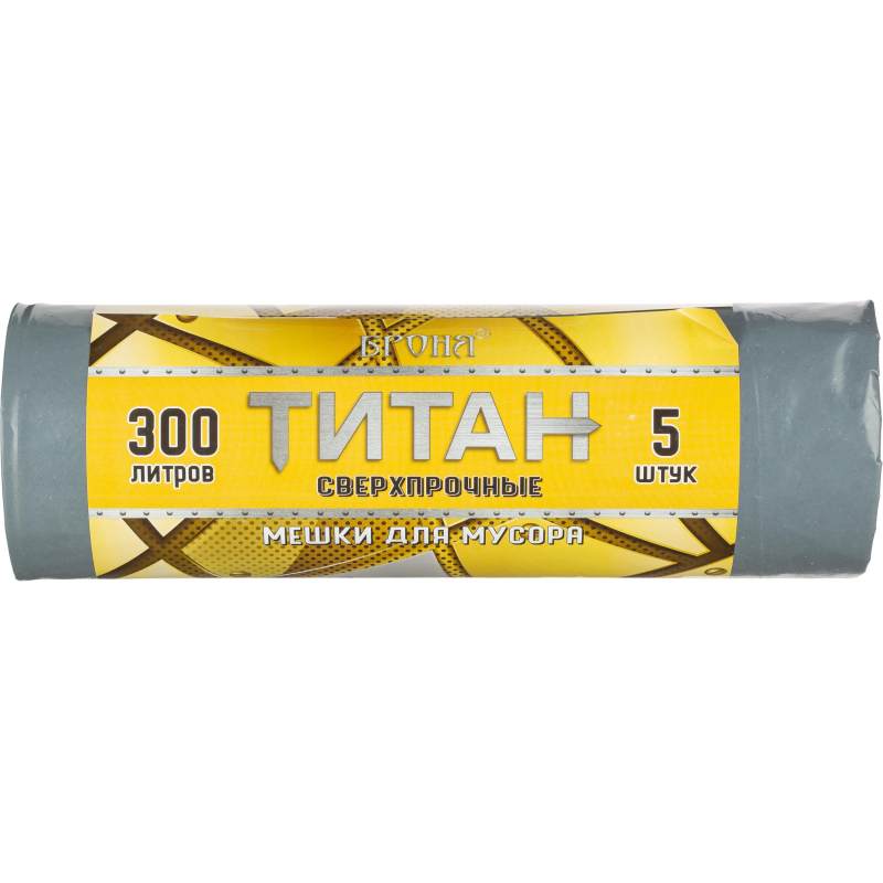 

Мешки для мусора Титан ПВД 300 л 80 мкм 5 шт./рул. серые 105х150 см, Серый
