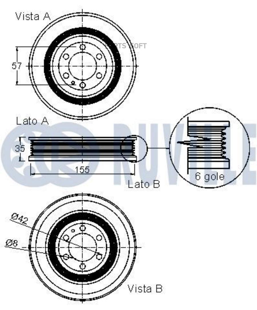 Шкив Коленвала Cadillac Cts <07,Opel Omega B <05/Signum <08/Vectra C,Saab 9-5/9000