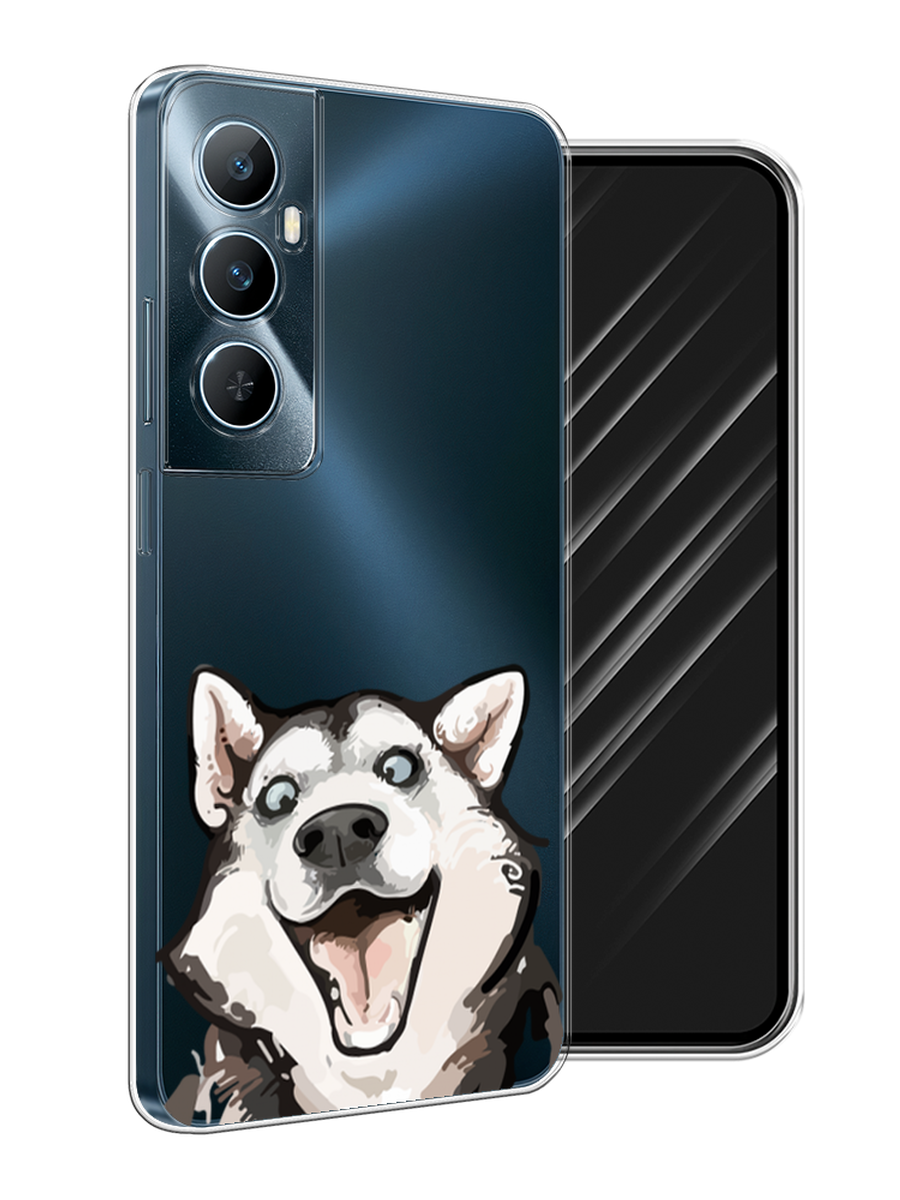 

Чехол Awog на Realme C65 "Радостный хаски", Белый;голубой;черный, 2516750-1