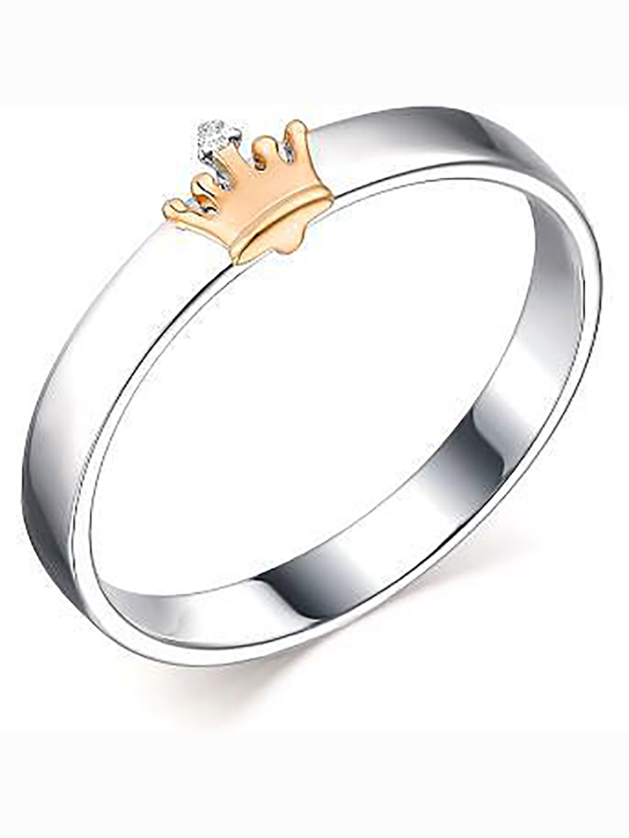 

Кольцо с 1 бриллиантом из серебра и золота р. 18 Алкор серебро 01-1957_000Б-00, 01-1957_000Б-00