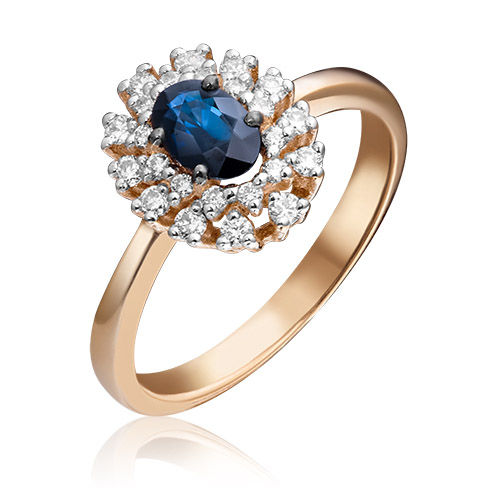 

Кольцо из золота с сапфиром/бриллиантом р. 17 PLATINA jewelry 01-1477-00-105-1110-30, 01-1477-00-105-1110-30