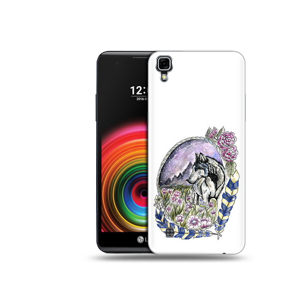 

Чехол MyPads Tocco для LG X Power нарисованный волк в цветах с перьями, Прозрачный, Tocco