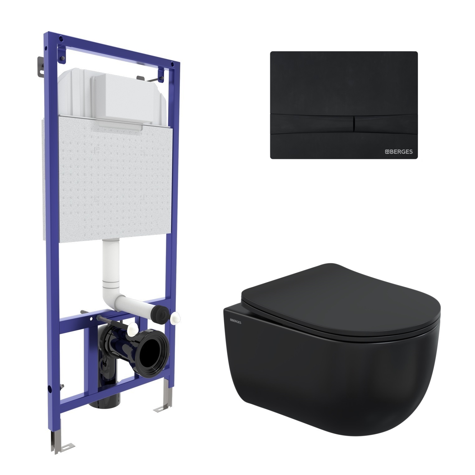 

Комплект унитаза с инсталляцией BERGES NOVUM525, кнопка F5 soft touch черный,Ventas Black, NOVUM525, кнопка F5 soft touch черный, унитаз Ventas Black, сиденье дюропласт микролифт, быстросъем