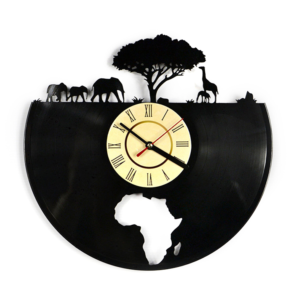 фото Настенные часы из виниловой пластинки африка, bloominghome accents. clock-02