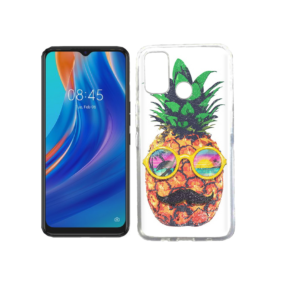

Чехол MyPads Tocco для Tecno Spark 7T прикольный ананас с лицом, Прозрачный, Tocco