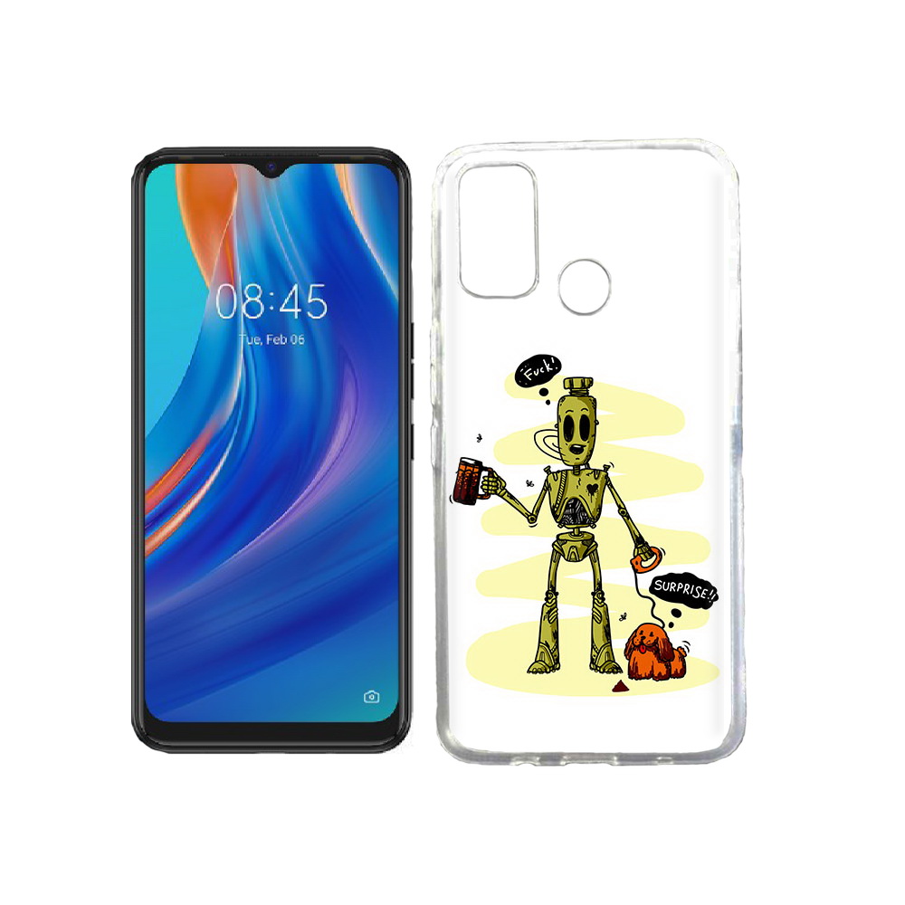

Чехол MyPads Tocco для Tecno Spark 7T прикольный робот, Прозрачный, Tocco