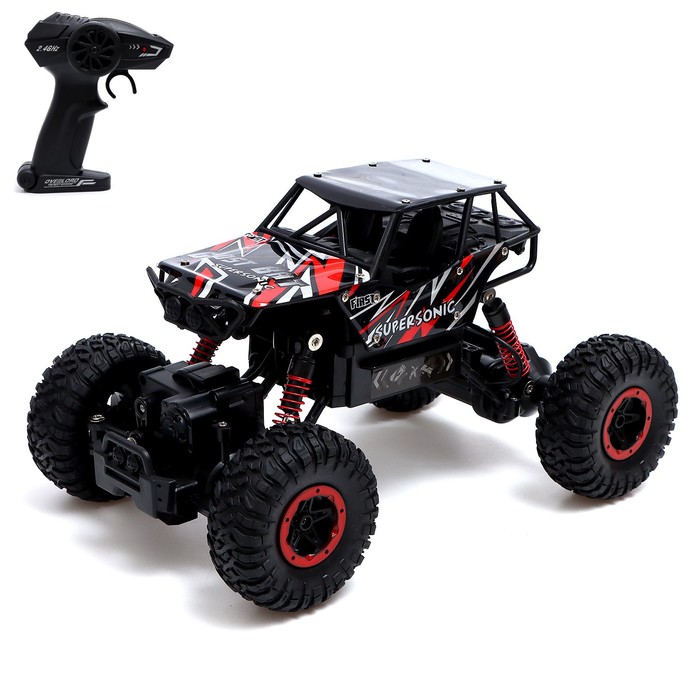 

Джип радиоуправляемый Monster, 1:16, 4WD, работает от аккумулятора, цвет красный