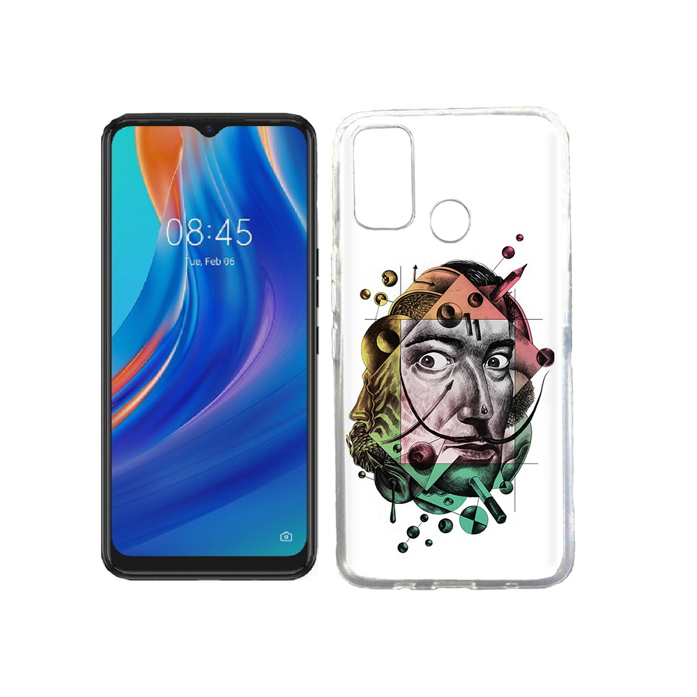 

Чехол MyPads Tocco для Tecno Spark 7T разноцветное лицо абстракция, Прозрачный, Tocco