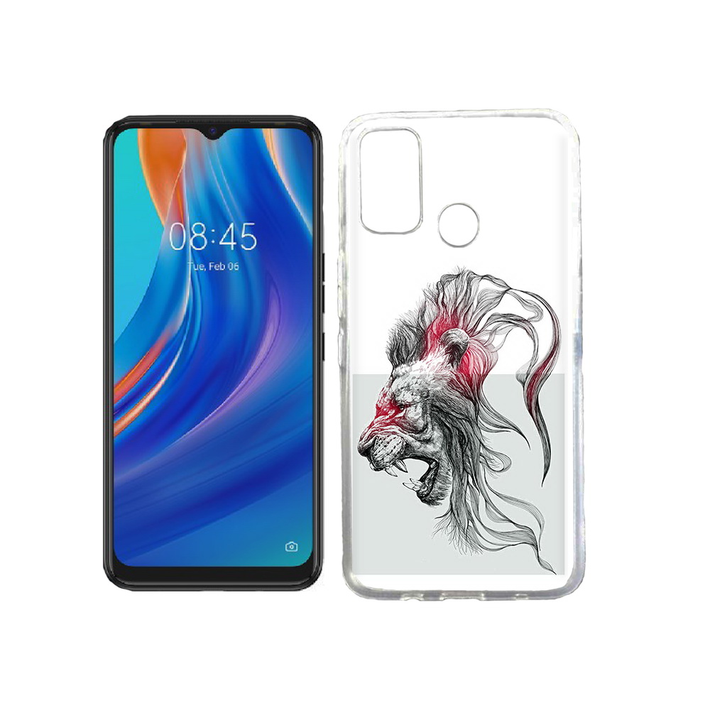 

Чехол MyPads Tocco для Tecno Spark 7T разъяренный лев, Прозрачный, Tocco