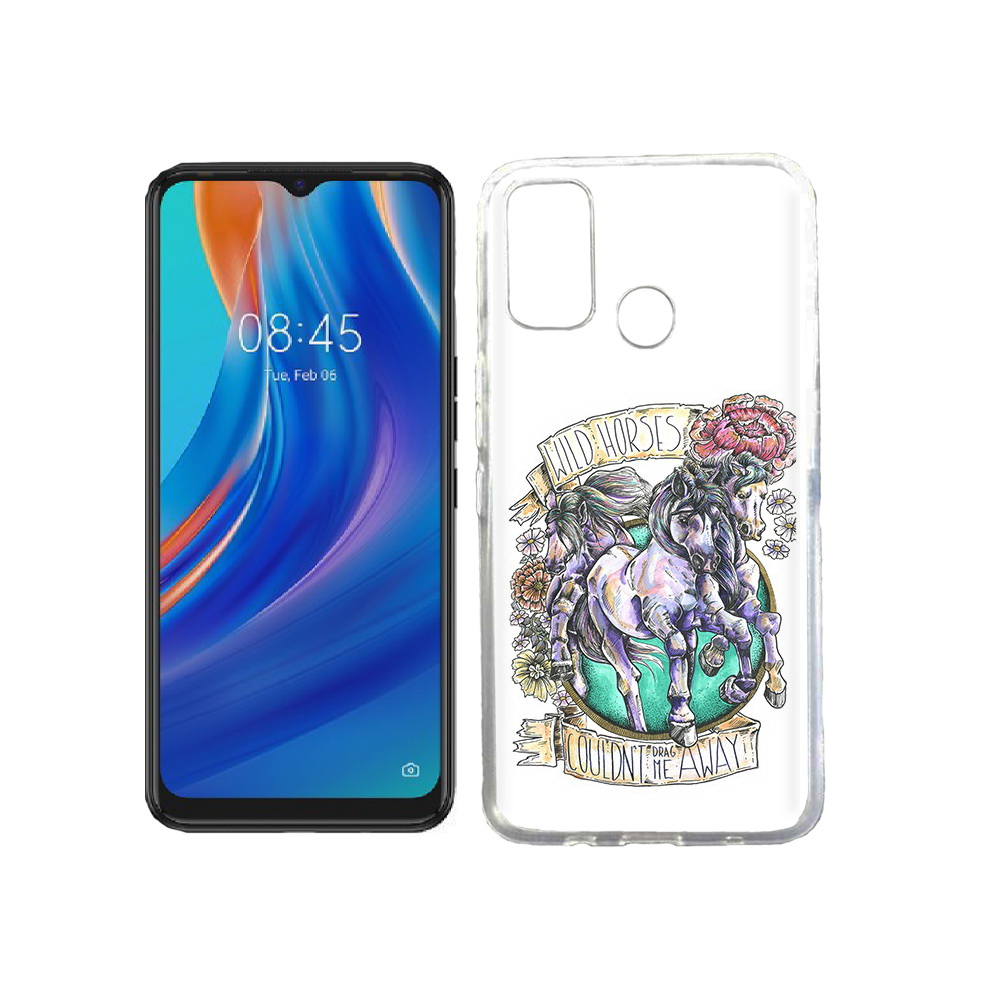 

Чехол MyPads Tocco для Tecno Spark 7T рисунок коней в цветах, Прозрачный, Tocco