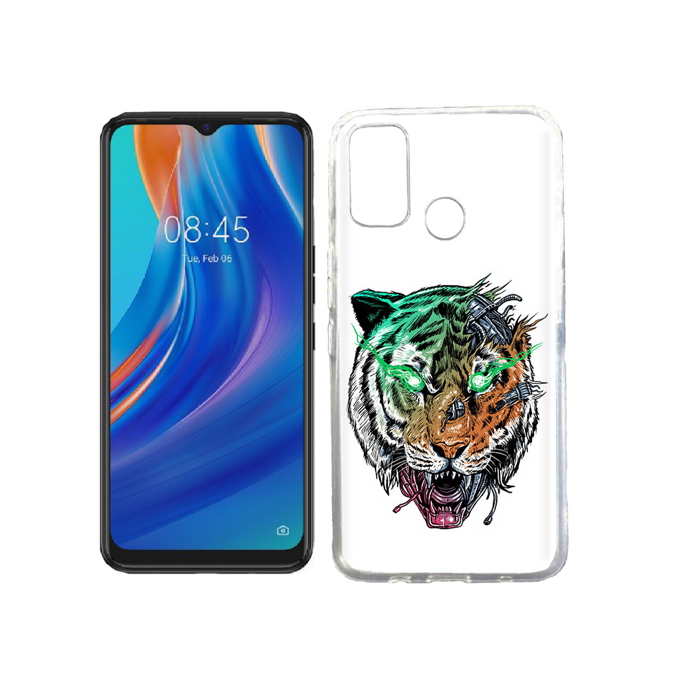 

Чехол MyPads Tocco для Tecno Spark 7T робо-тигр, Прозрачный, Tocco