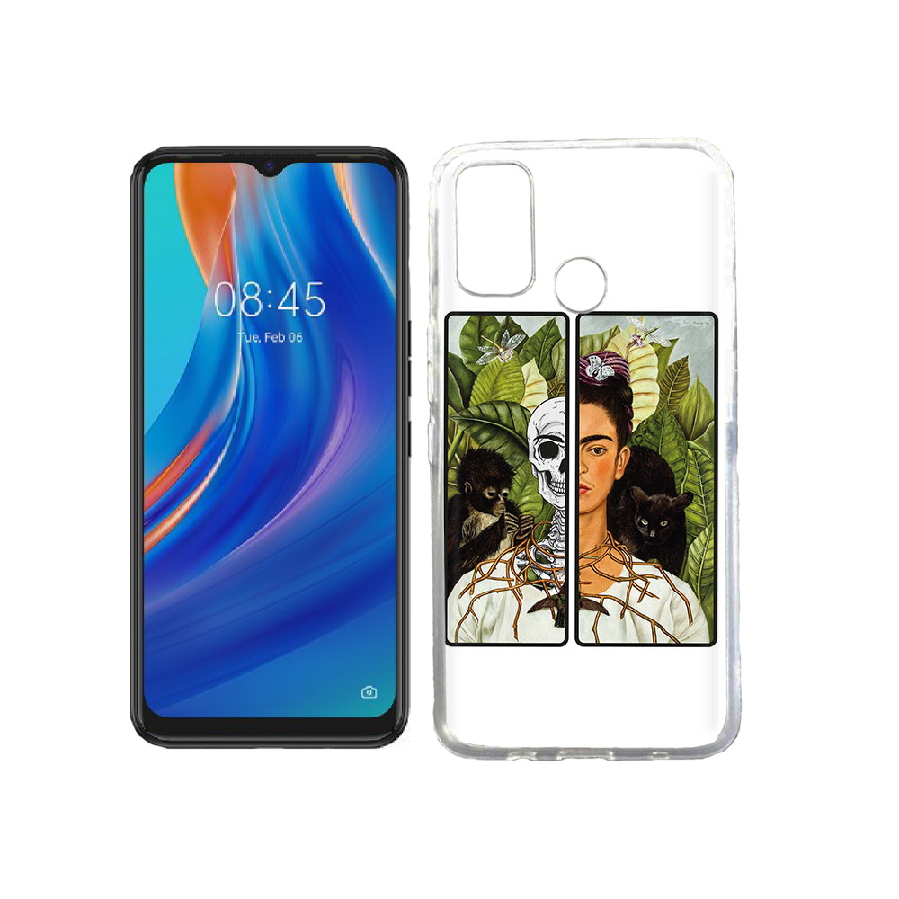 

Чехол MyPads Tocco для Tecno Spark 7T сдвоенная картинка девушка скелет, Прозрачный, Tocco